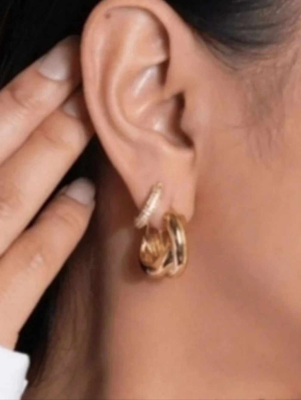 NWT Simone The Label 18k Gold Plated Tube Hoop Earring